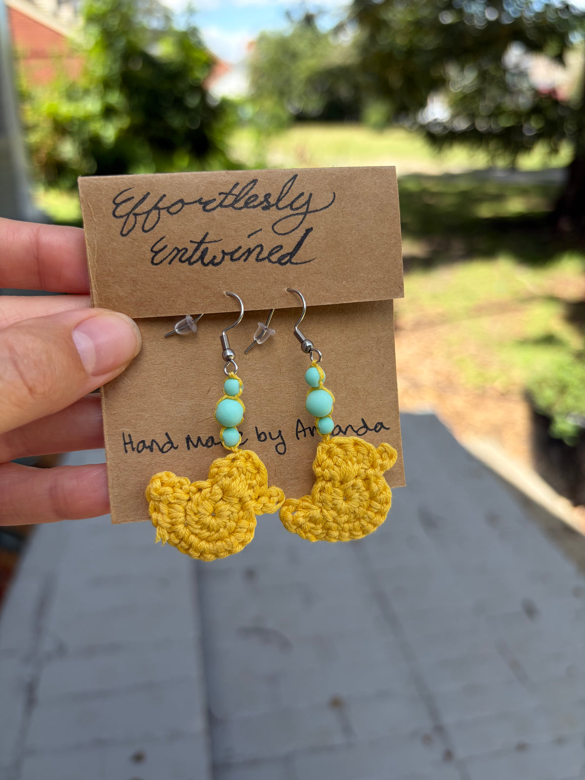 Duck crochet earrings