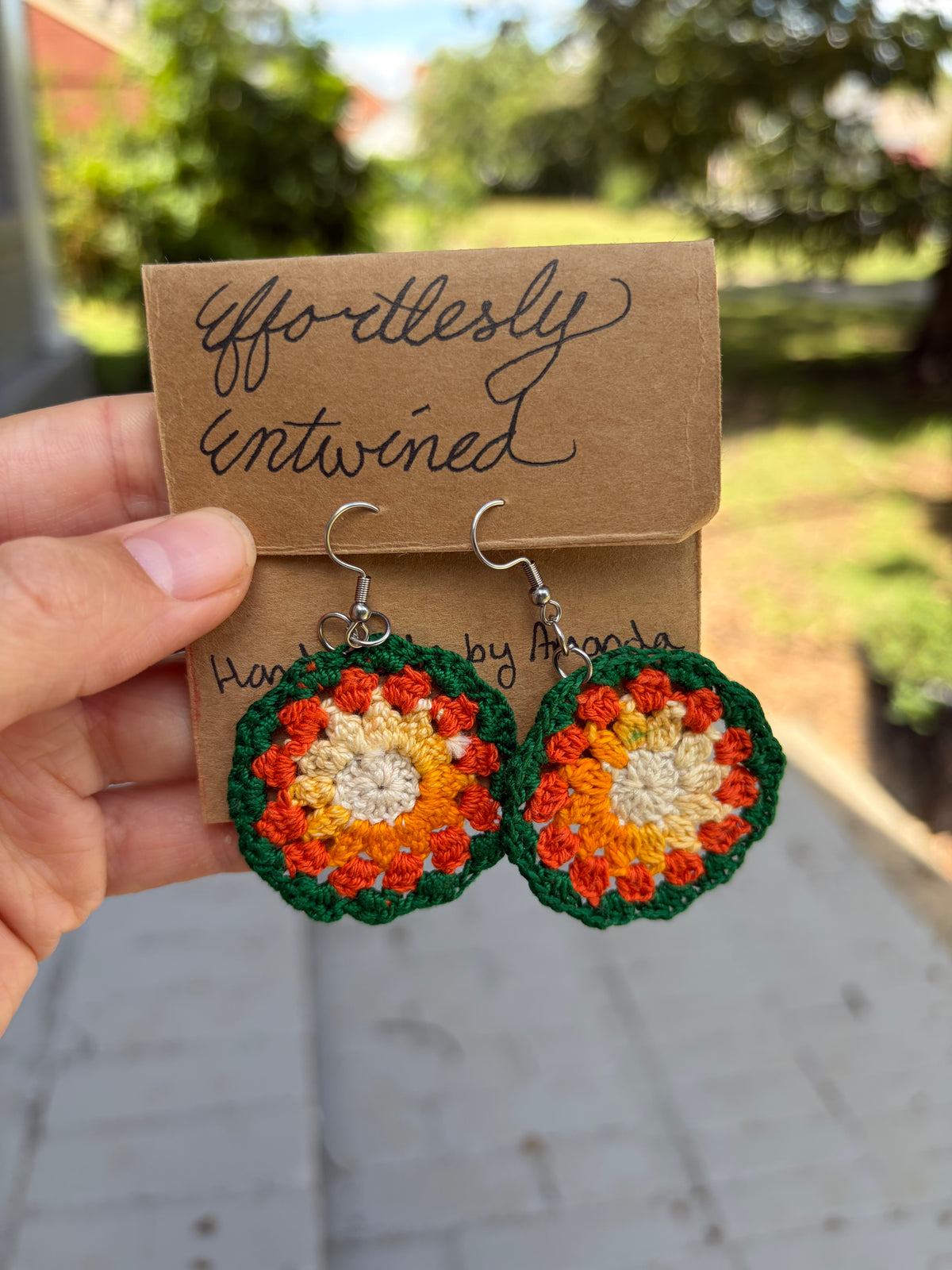 Mandala crochet earrings
