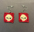 Skull granny square micro crochet earrings